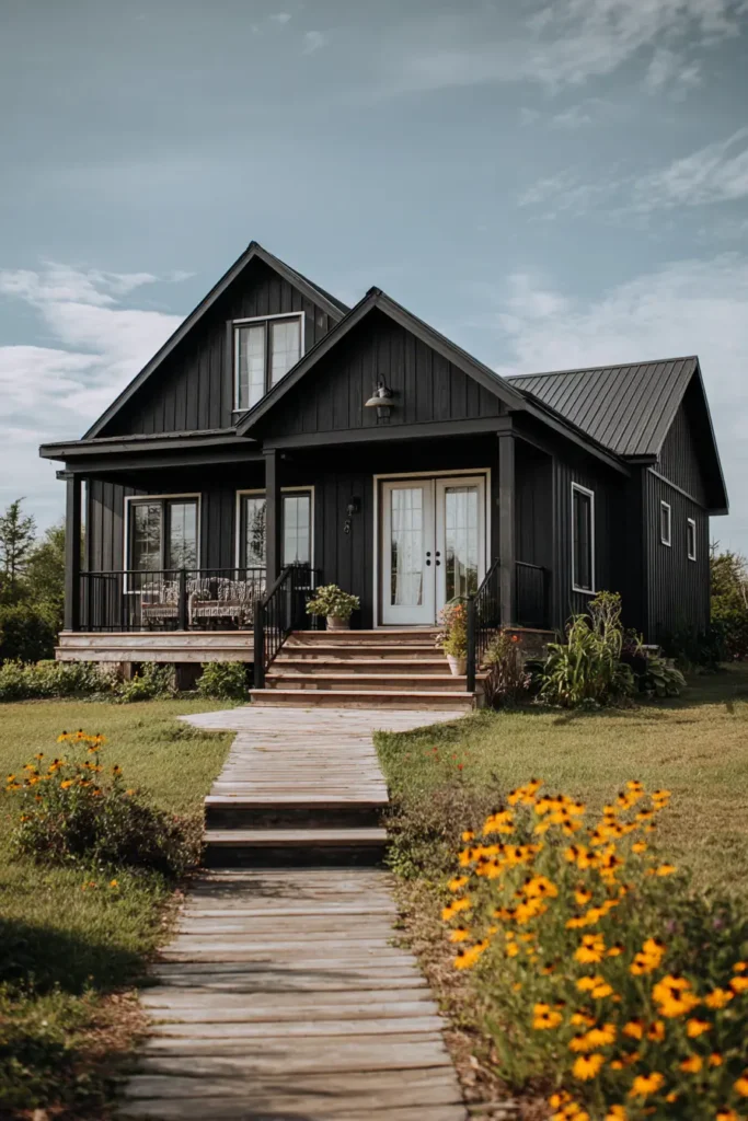 Contemporary Black Wood Elevated Decking