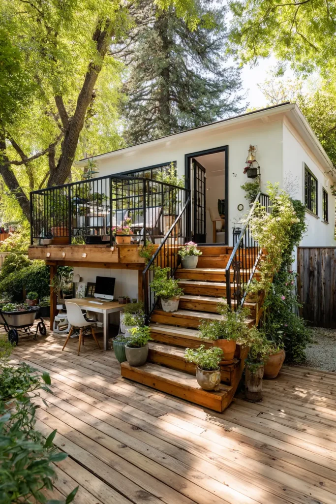 Contemporary Elevated Deck with Firepit
