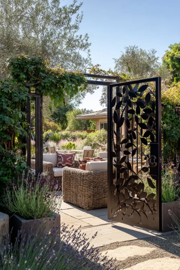 Contemporary Leaf-Patterned Outdoor Privacy Screen