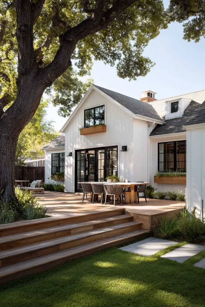 Contemporary Wooden Decking with Steps