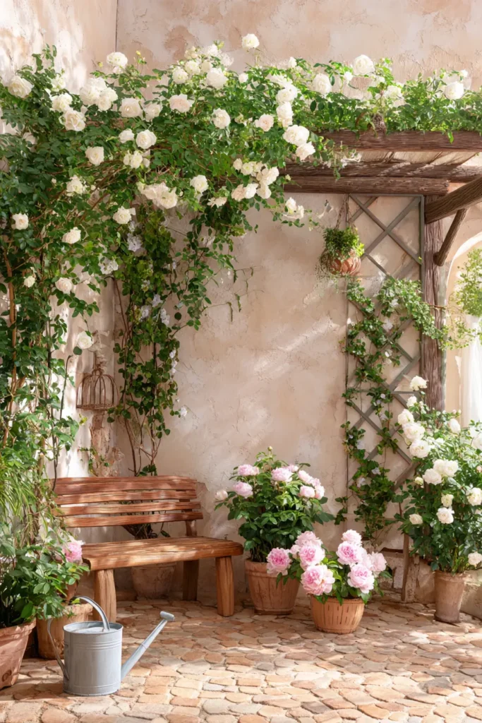 Cozy Side Yard Garden with a Gravel Walkway and Wildflowers