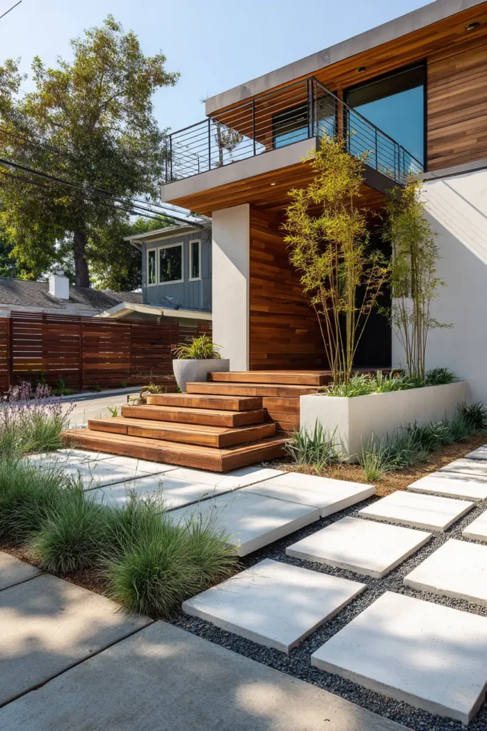 Decking with Walnut and Black Steps