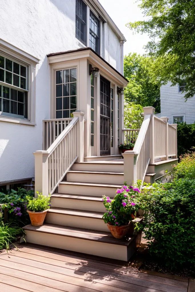 Elegant Decking with Greenery Steps