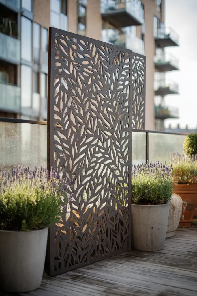 Elegant Metal Leaf Privacy Screen Design