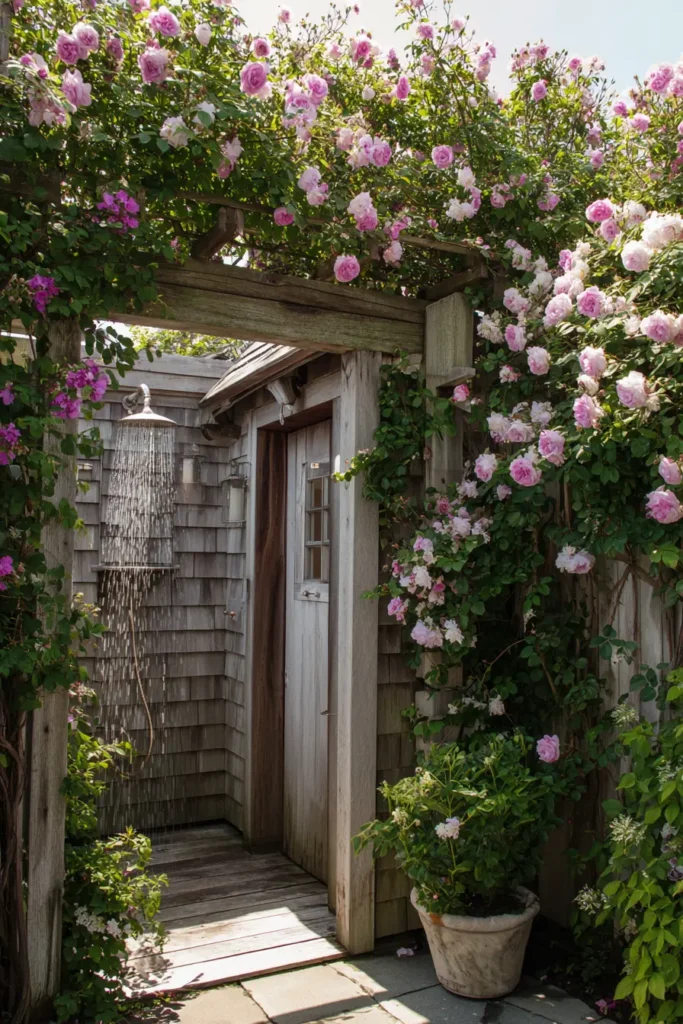 Elegant Pink Climbing Roses on Trellis