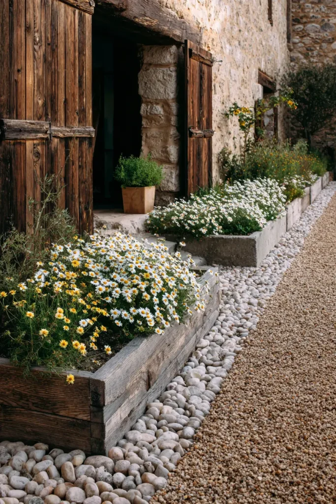 Elevated Flower Beds Made Of Rustic Bricks