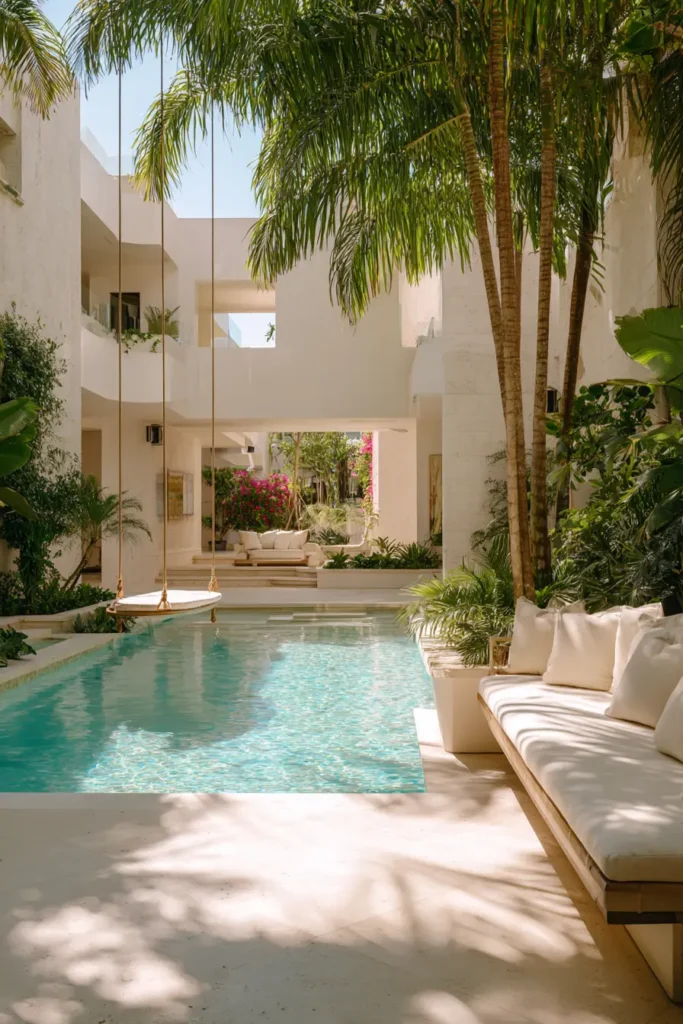 Jungle Courtyard with Rope Swing