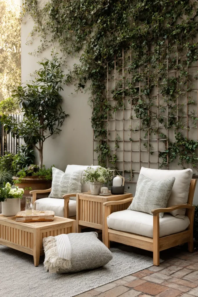 Lush Green Ivy Privacy Lattice Design