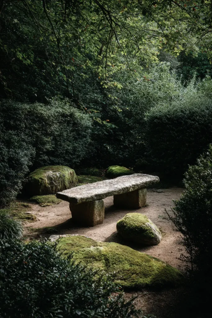 Minimalist Garden Featuring Serene Stone And Moss Elements