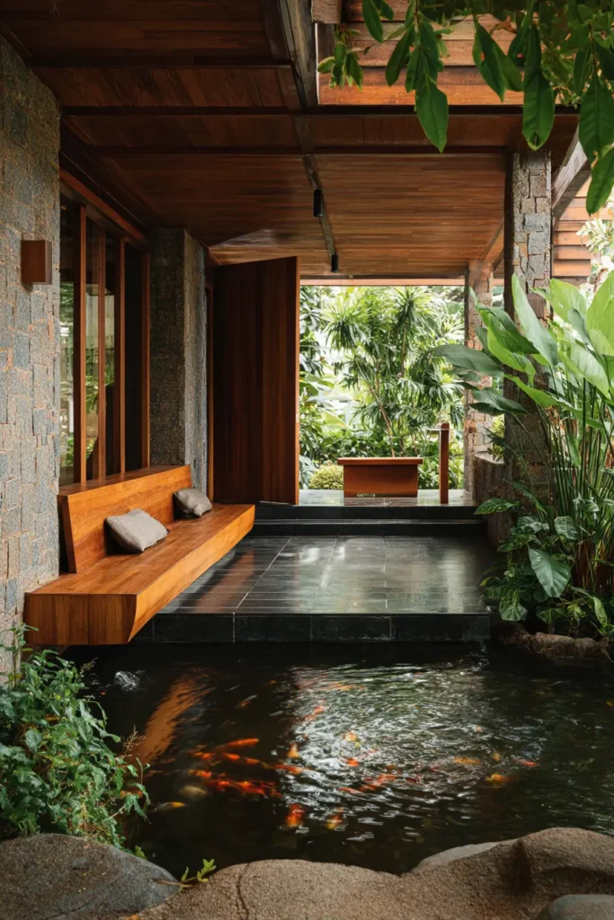 Minimalist Tropical Courtyard with Zen Stones