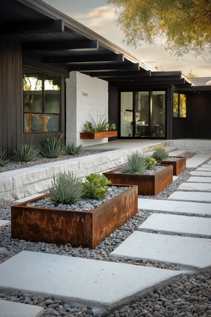Modern Courtyard Garden with Ornamental Grasses