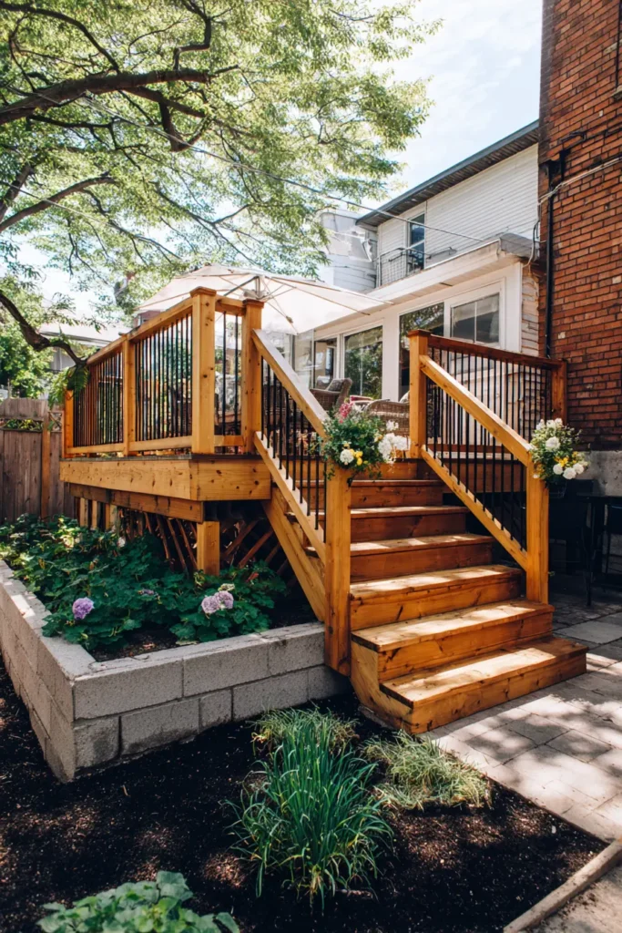 Modern Elevated Deck with Lush Landscaping