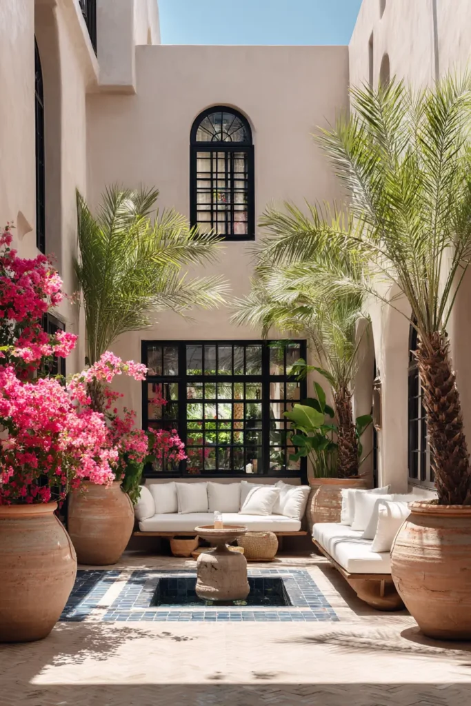 Moroccan Tropical Courtyard with Exotic Plants