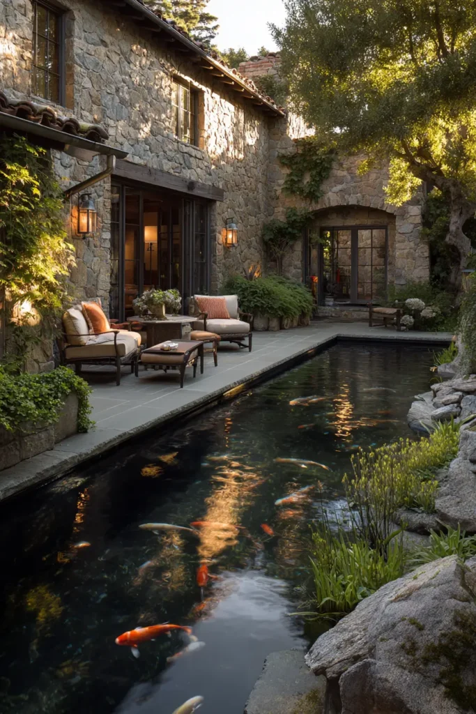 Peaceful Koi Pond In Japanese Style