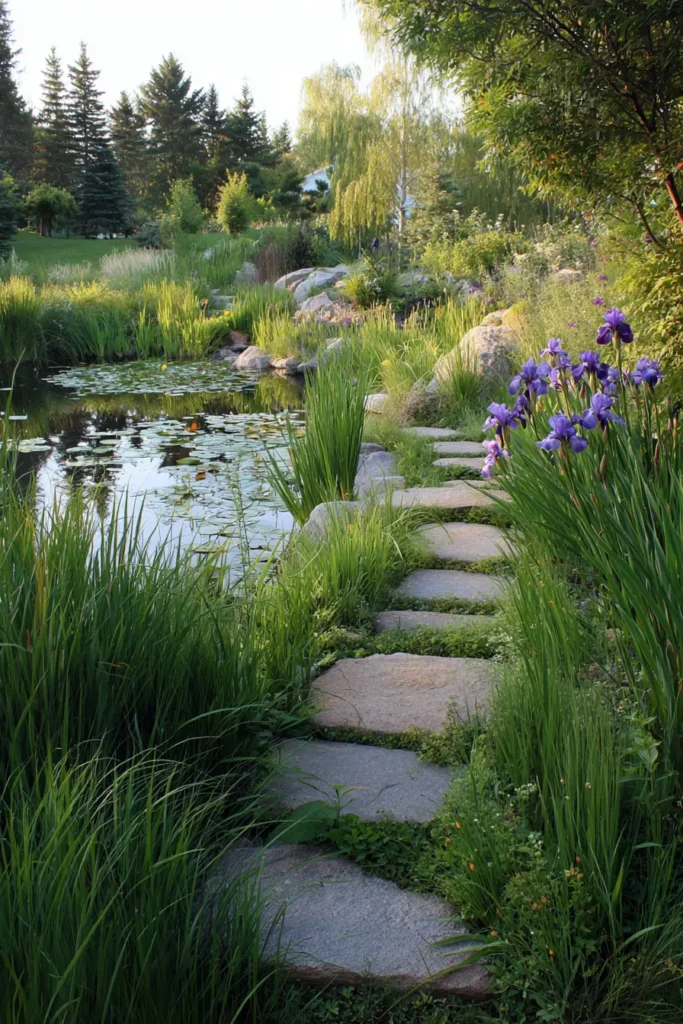 Rain Garden with Ornamental Grasses