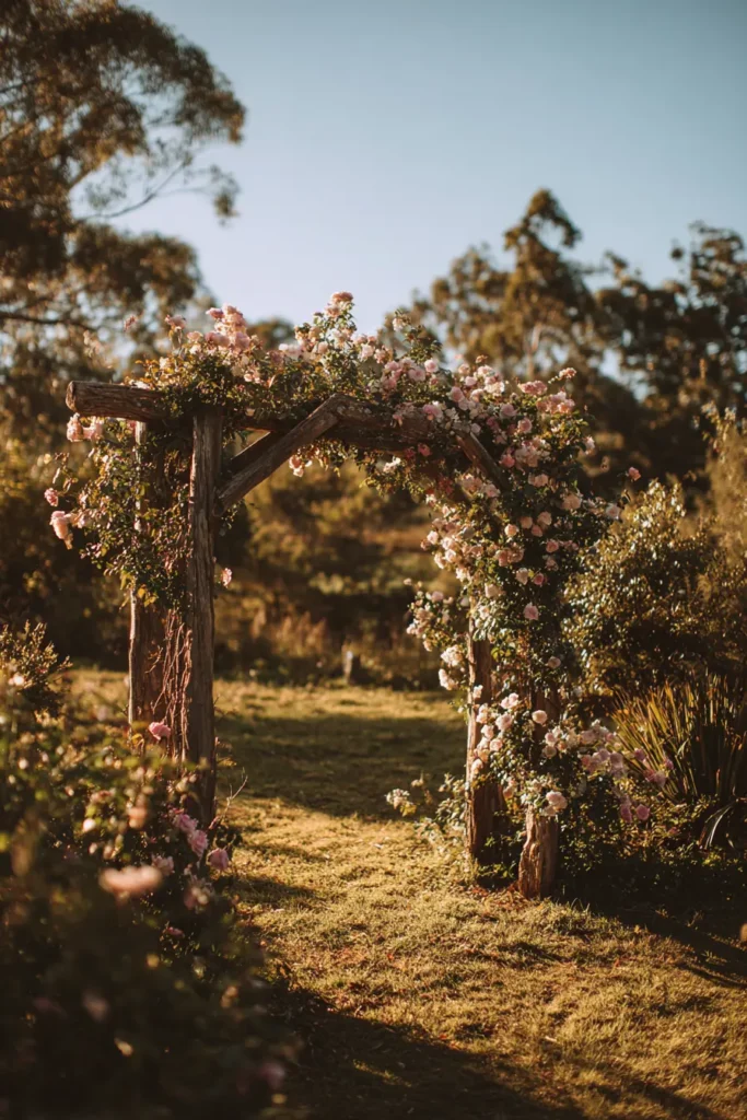 Rustic Bamboo Trellis with Climbing Roses