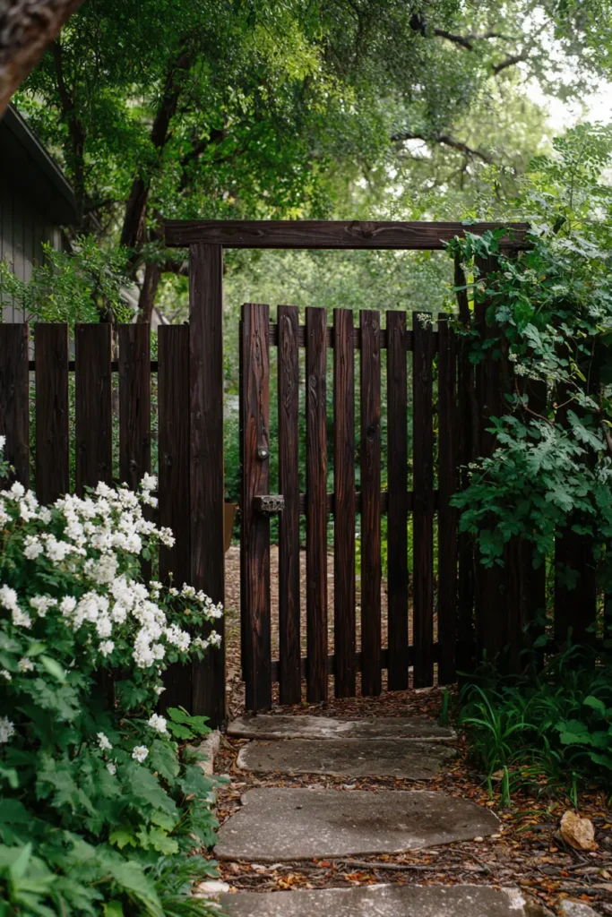 Rustic Dark Wood Privacy Fence
