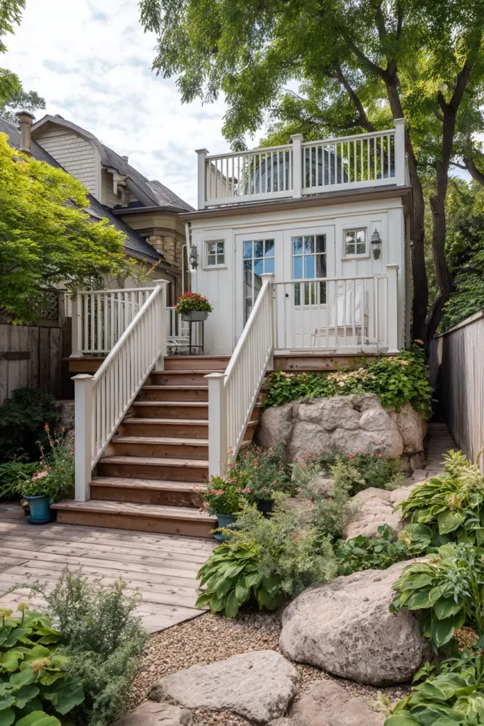 Rustic Elevated Deck with Lush Greens