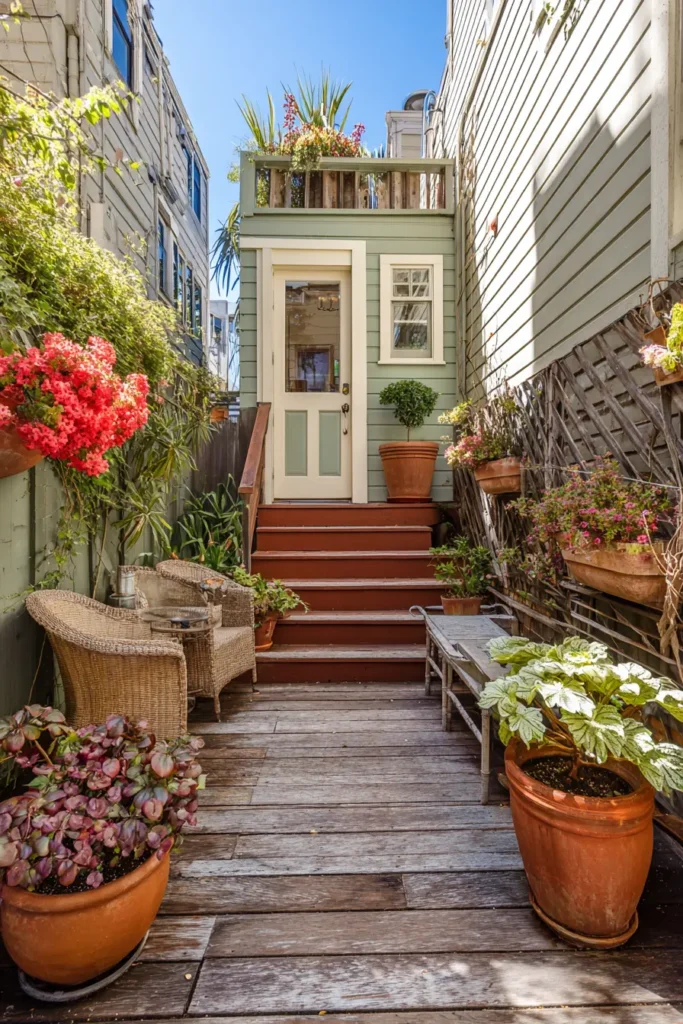 Rustic Elevated Deck with Planters