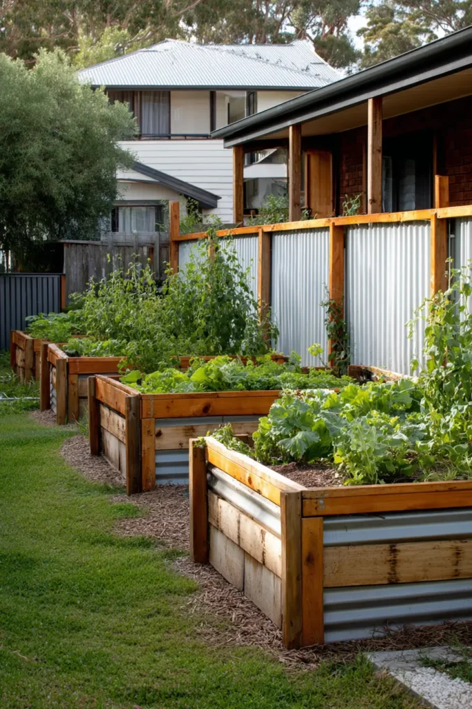 Rustic Galvanized Metal Garden Fence