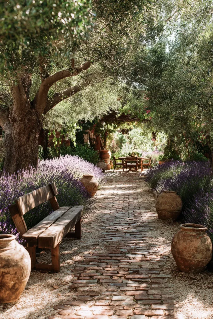 Rustic Lavender Brick Pathway Garden