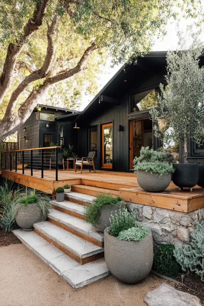 Rustic Modern Deck with Steps