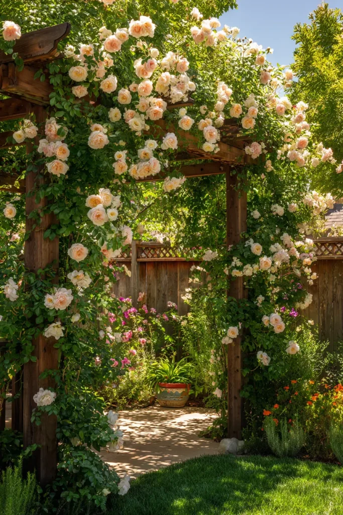 Rustic Trellis with Soft Pink Roses