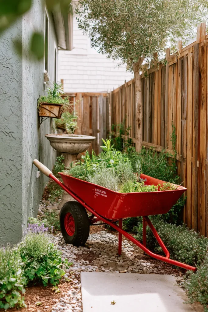 Rustic Wheelbarrow Herb and Flower Garden