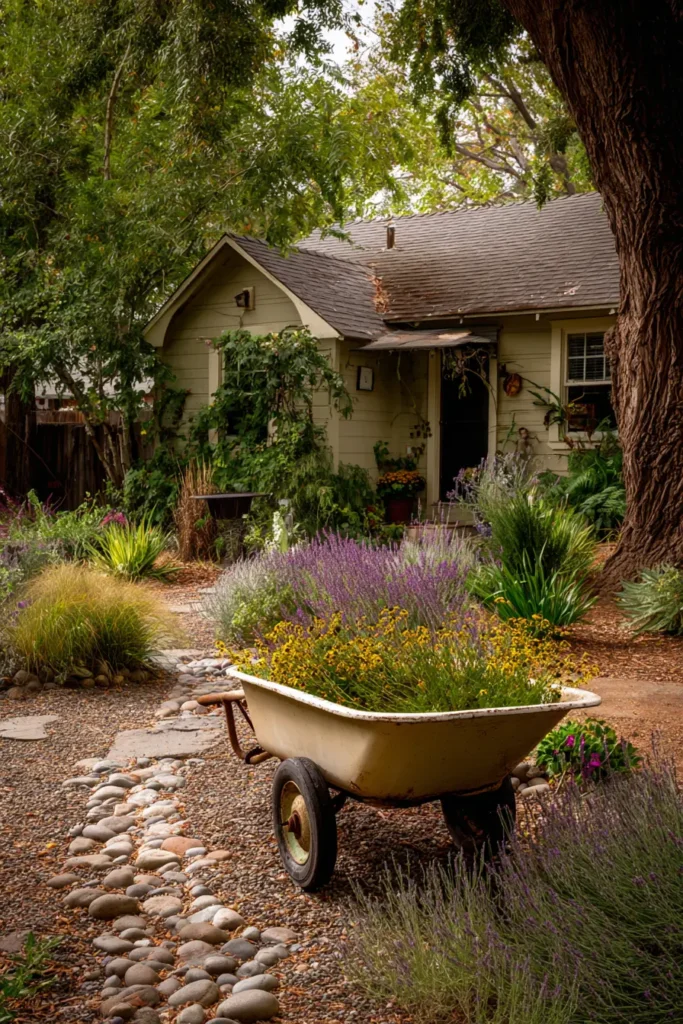 Rustic Wheelbarrow with Bright Marigolds