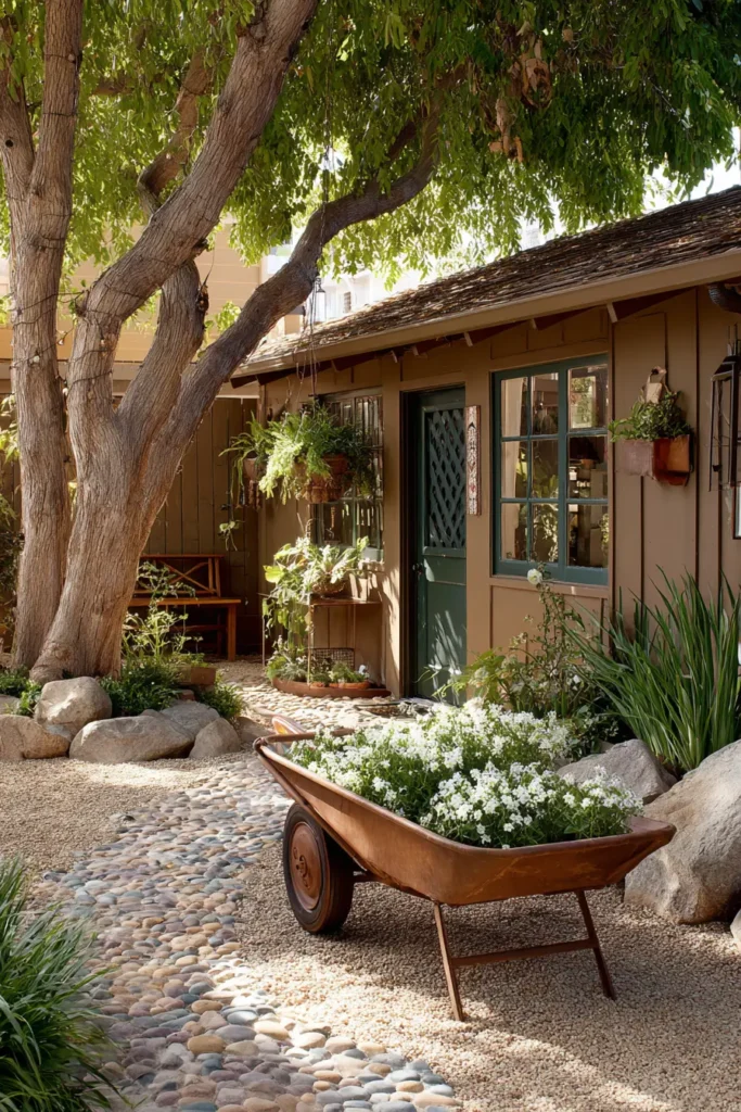 Rustic Wheelbarrow with Colorful Blooms