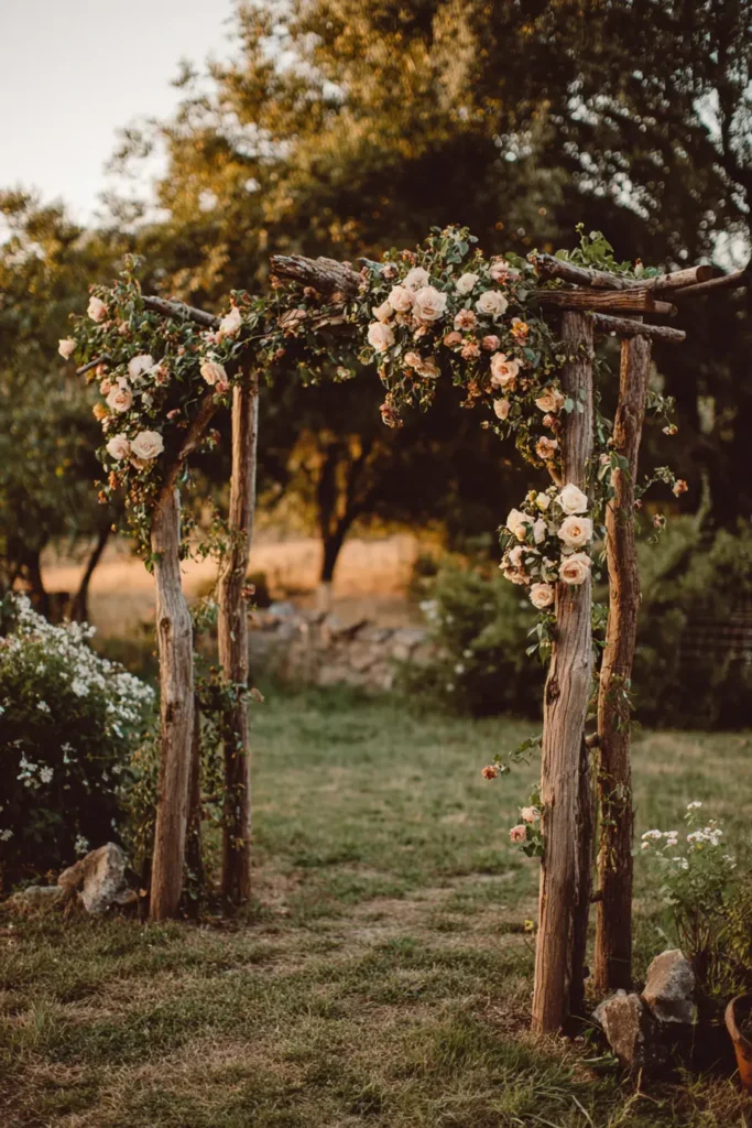 Rustic White Climbing Rose Trellis