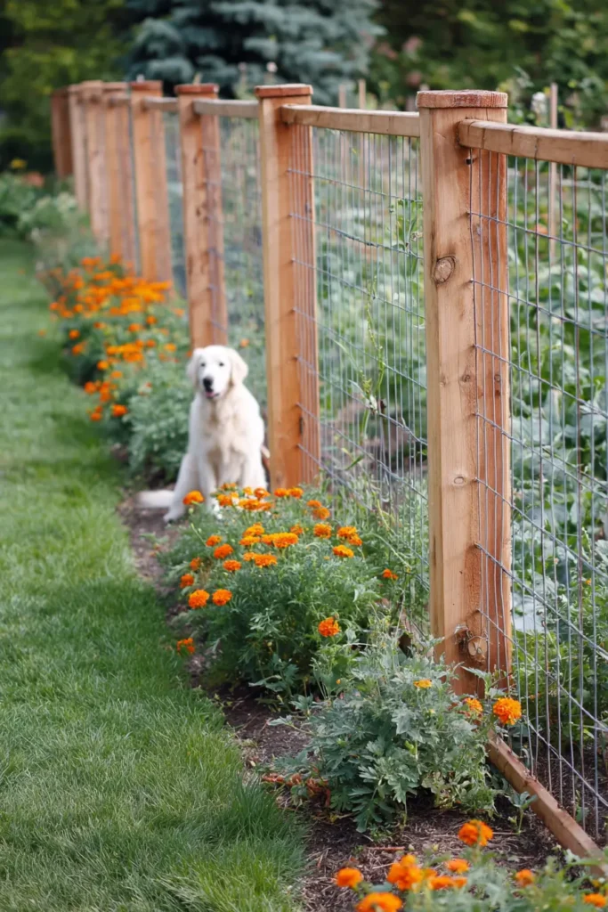 Rustic Wooden Post Wire Fence