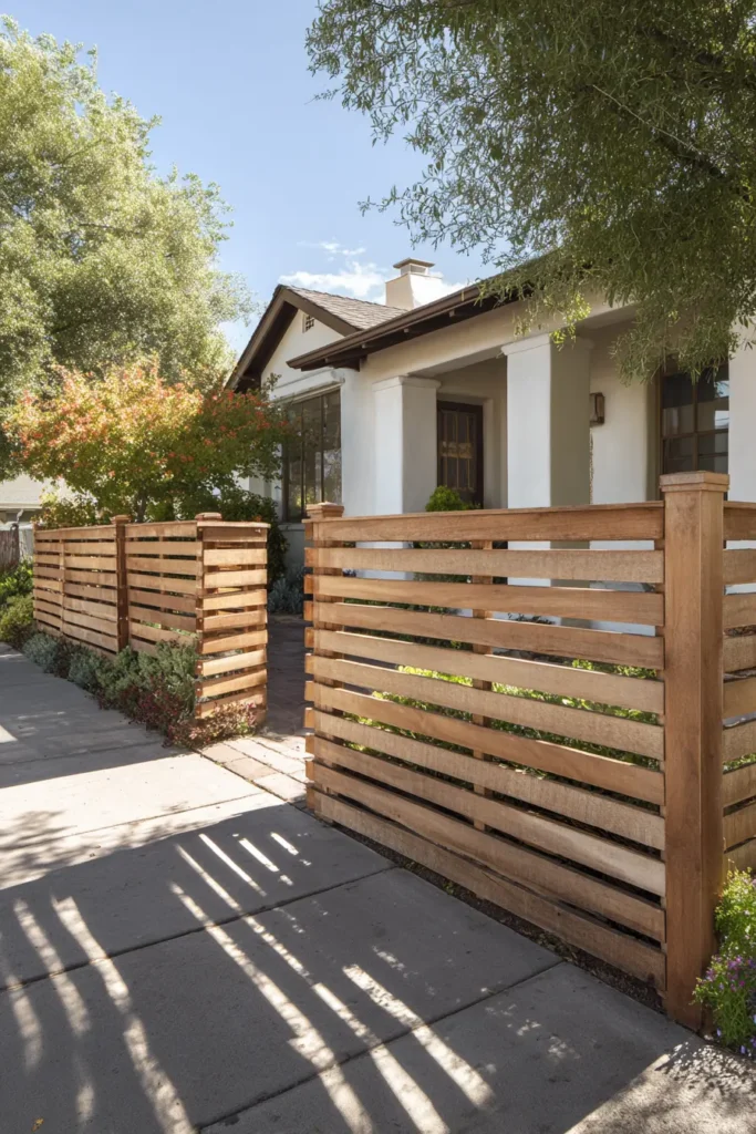 Rustic Wooden Slatted Garden Fence