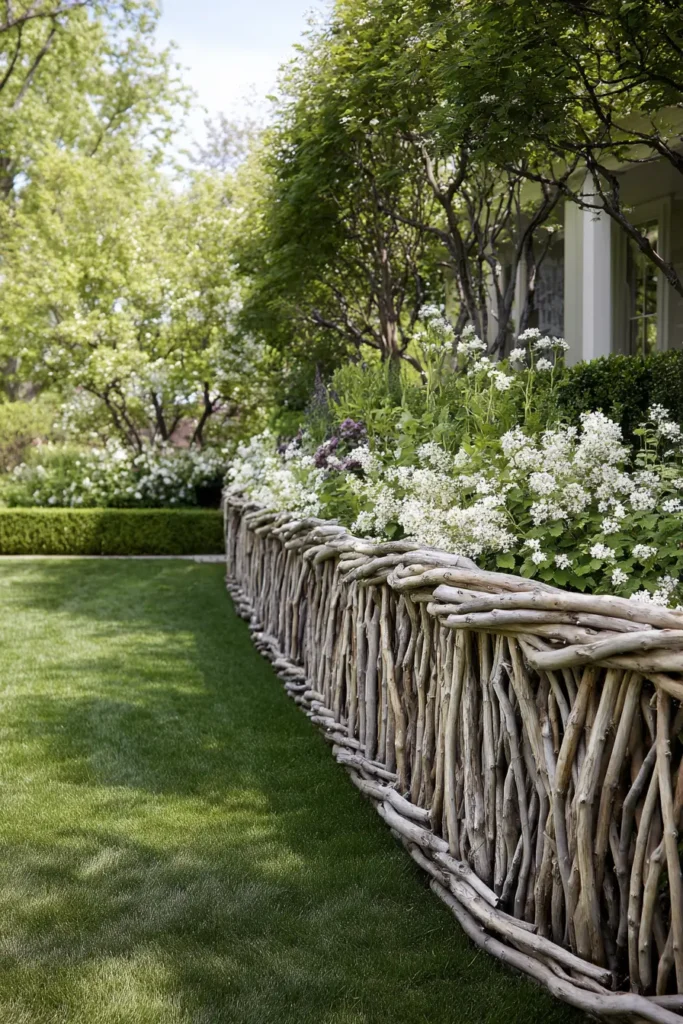 Rustic Woven Willow Garden Fence