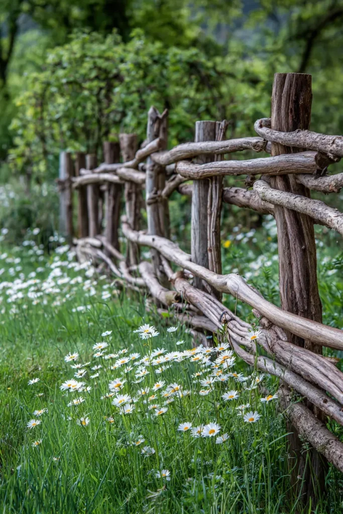 Rustic Woven Wooden Garden Fence