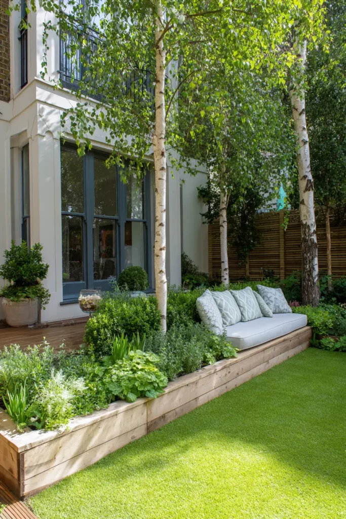 Serene Birch Trees with Lush Greens