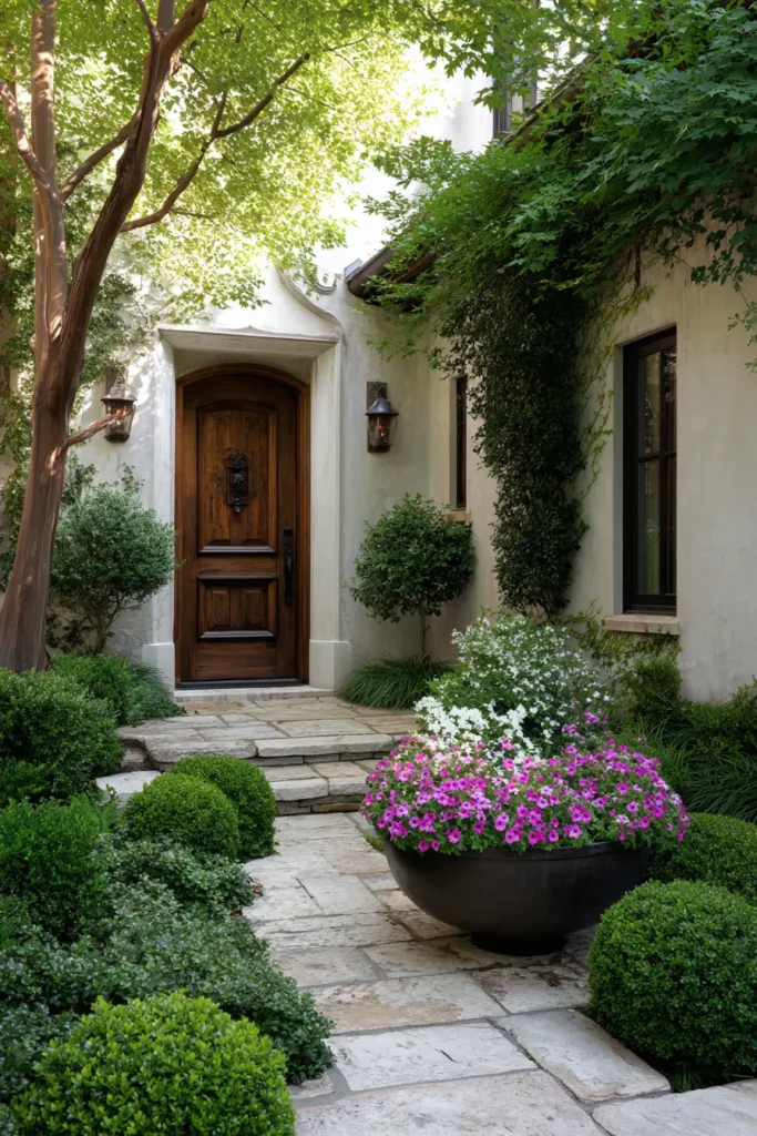Serene Japanese Garden with Boxwoods