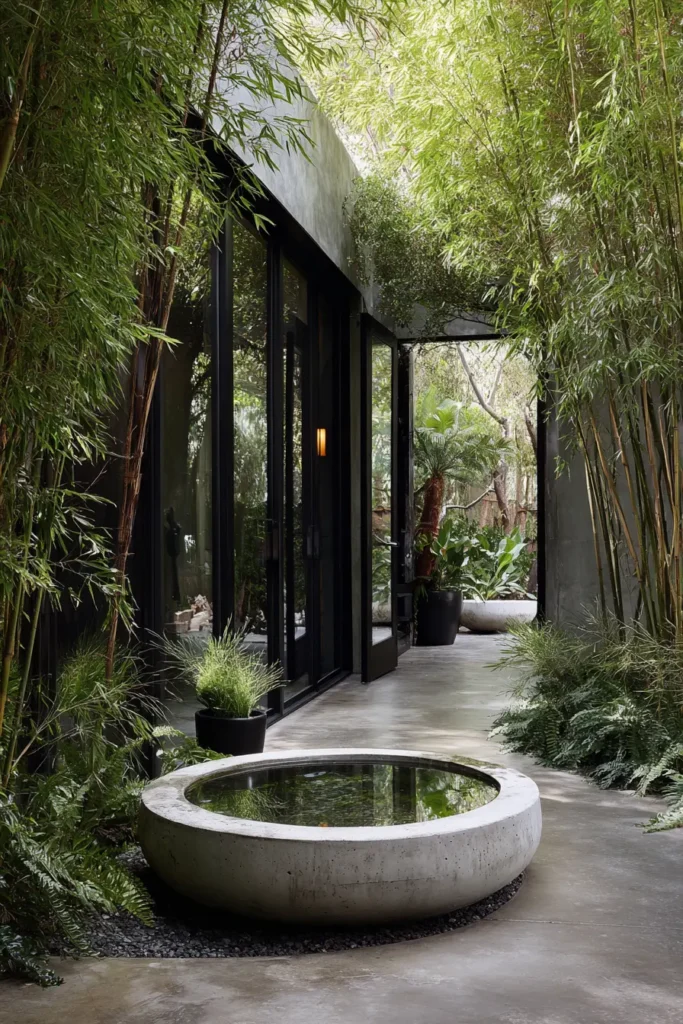 Serene Minimalist Bamboo Garden Retreat