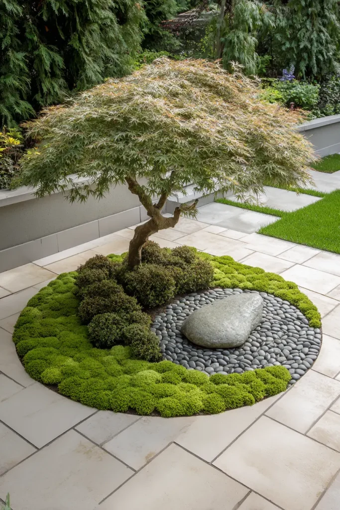 Serene Minimalist Rock and Tree Garden