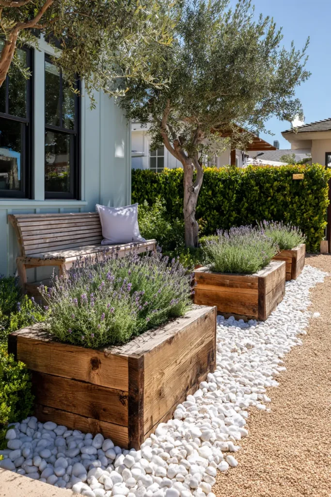 Small Cottage Garden with a Gravel Patio and Herb Borders