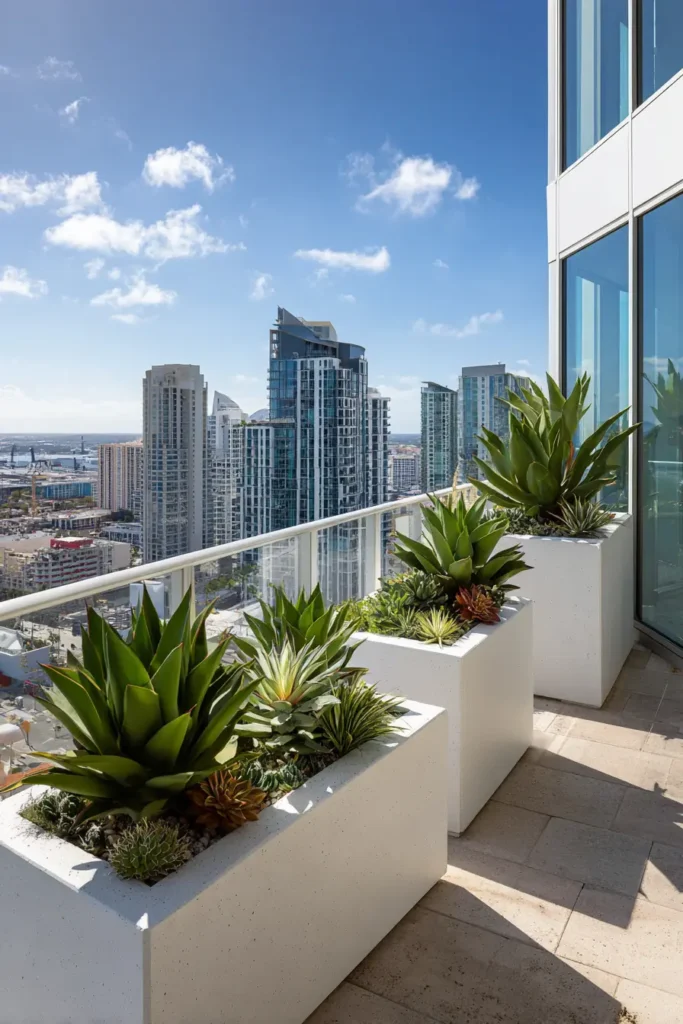 Succulent Planters on Modern Terrace