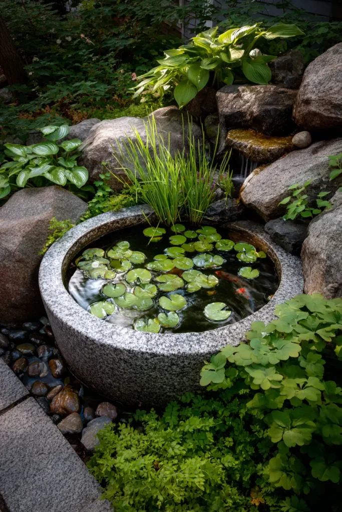 Tranquil Garden With Japanese Koi Pond
