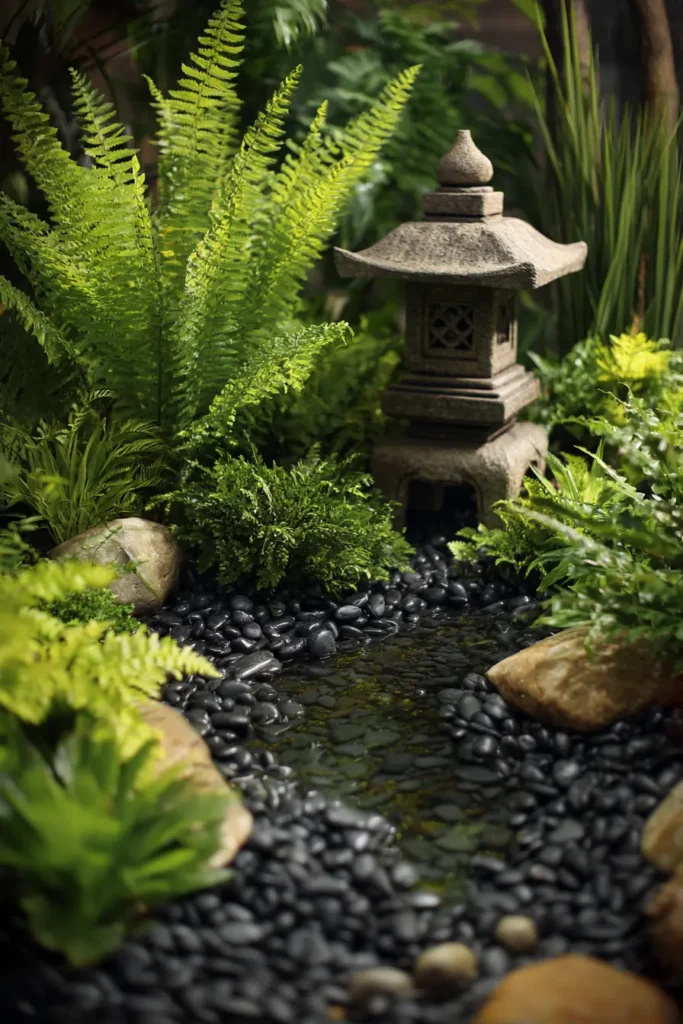 Tranquil Japanese Pond with Lantern