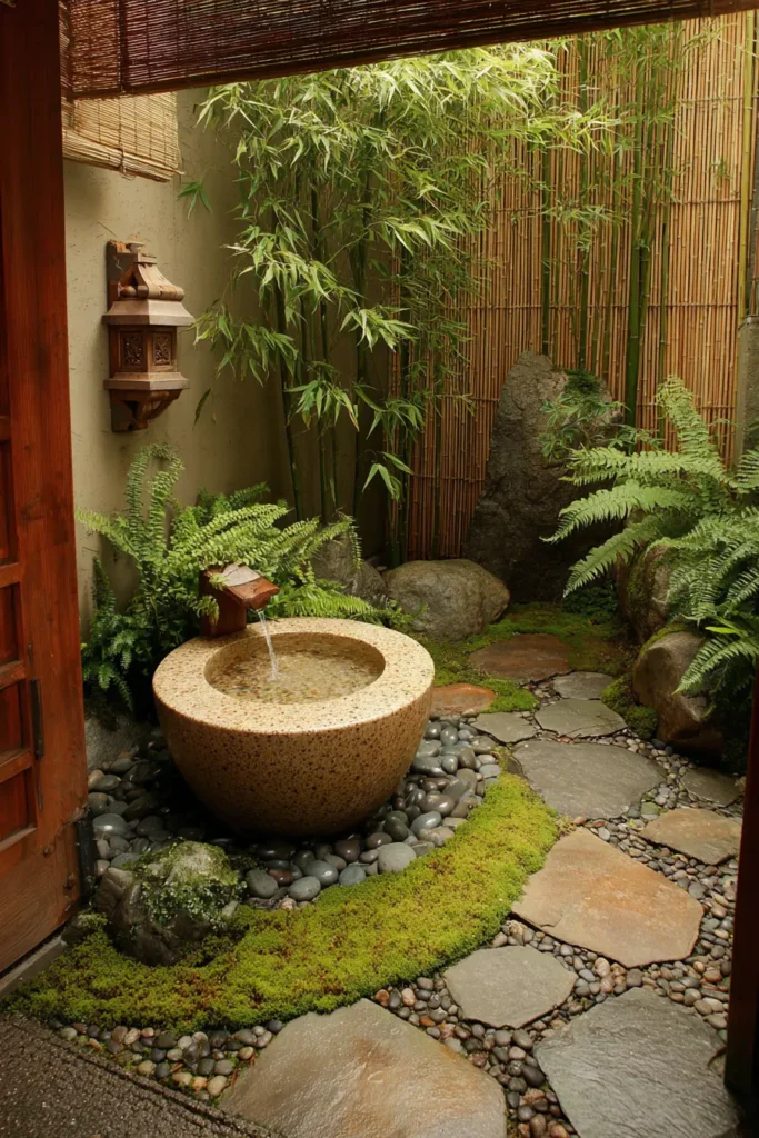 Tranquil Japanese Water and Stone Garden