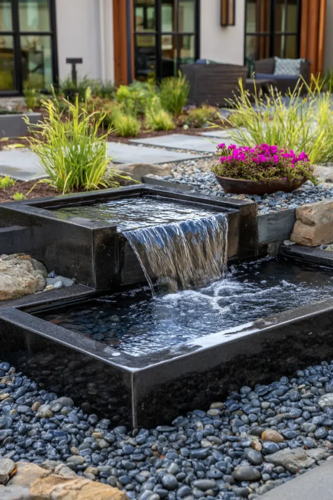 Tranquil Water Feature with Minimalist Plants