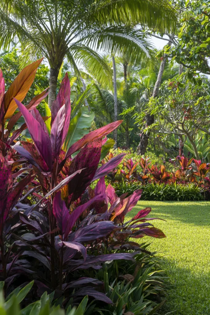 Tropical Garden with Ornamental Grasses