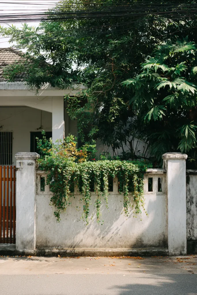 Vertical Concrete Block Garden Fence