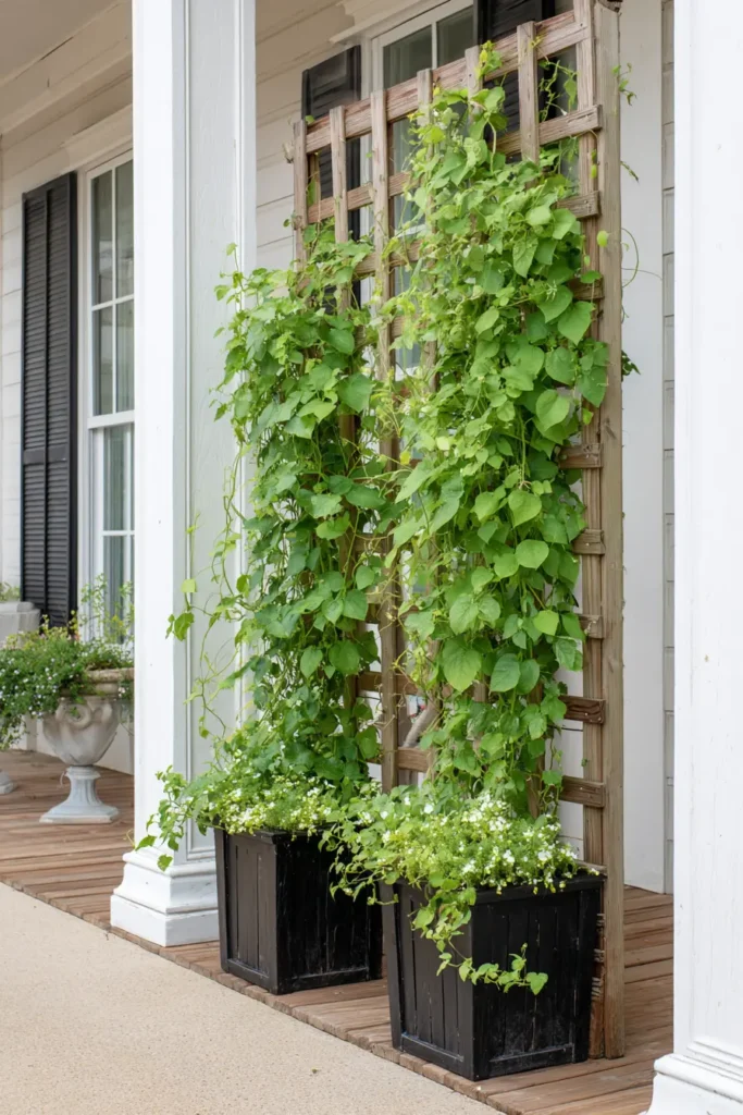 Vertical Greenery in Modern Black Planters