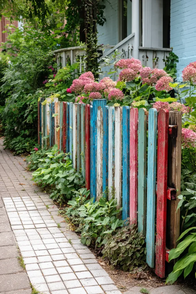 Vibrant Rustic Wood Fence In Garden