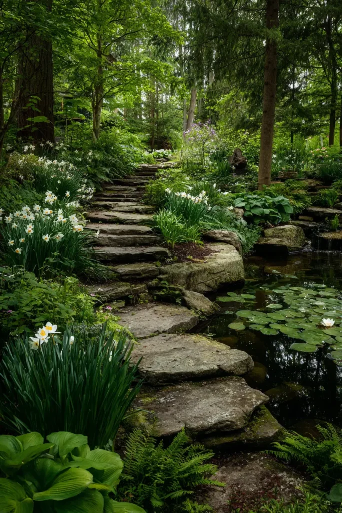 White Iris and Lush Ferns